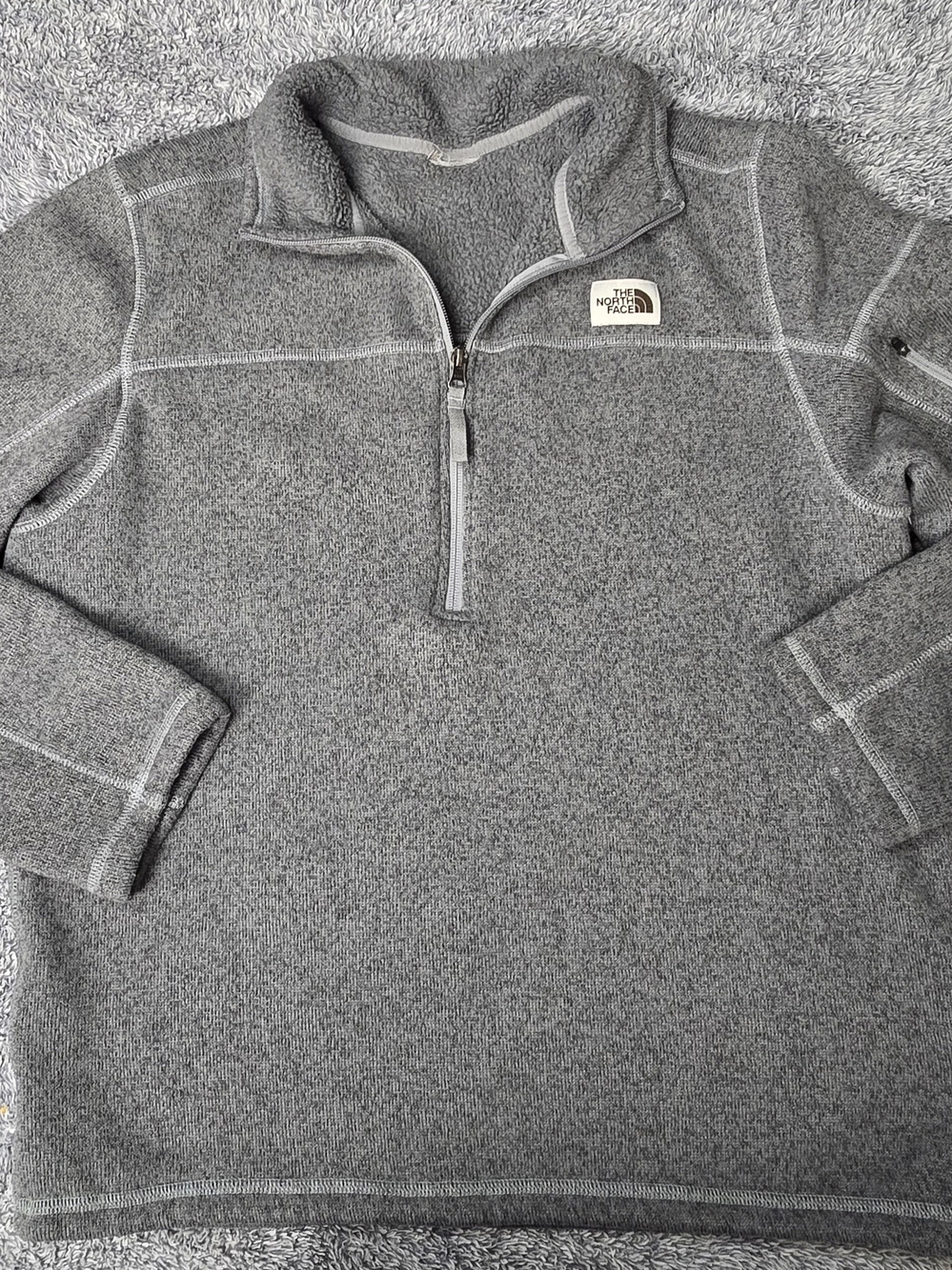 The North Face Men’s Gray Quarter‑Zip Fleece Pullover M Outdoor Hiking Layer
